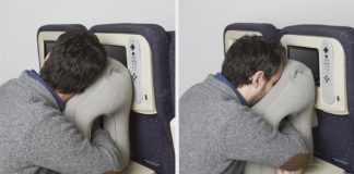 Eles criaram um travesseiro para ajudar passageiros a dormir no avião