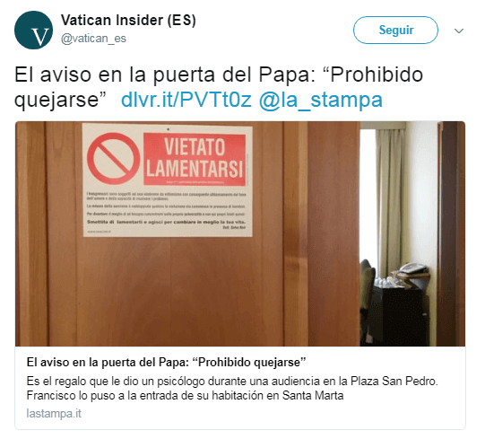 bemmaismulher.com - Papa Francisco pendura importante mensagem na porta do quarto