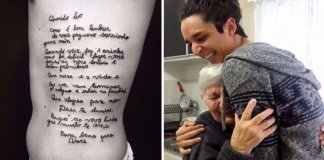 Neto tatua carta de avó com Alzheimer e faz texto lindo sobre poder curti-la ainda mais