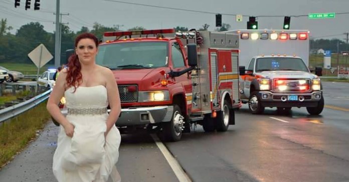 Foto de médica socorrendo vítimas de acidente no dia do casamento faz sucesso na web