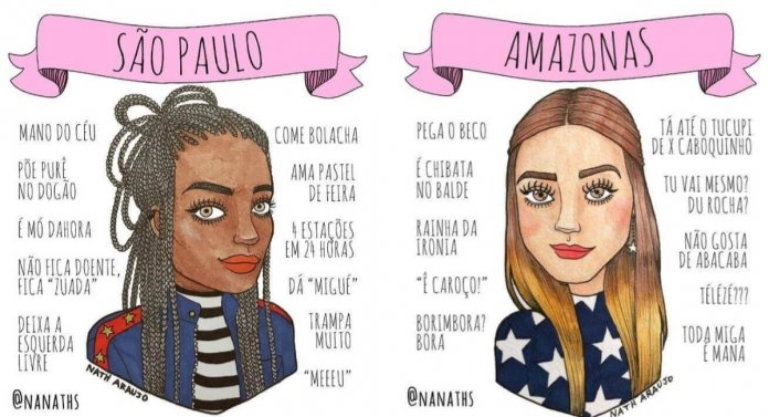 Ilustradora faz desenhos sensacionais das mulheres de cada estado do Brasil