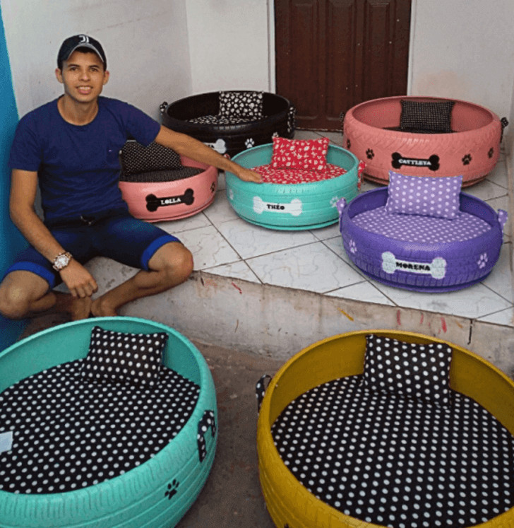 bemmaismulher.com - Jovem transforma pneus velhos em lindas caminhas para pets