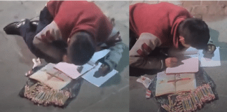 Vídeo de menino fazendo lição escolar enquanto vende doces na rua comove internautas